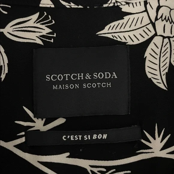 Scotch & Soda Floral Print Button Down Shirt Women's Medium Black White - Picture 10 of 15